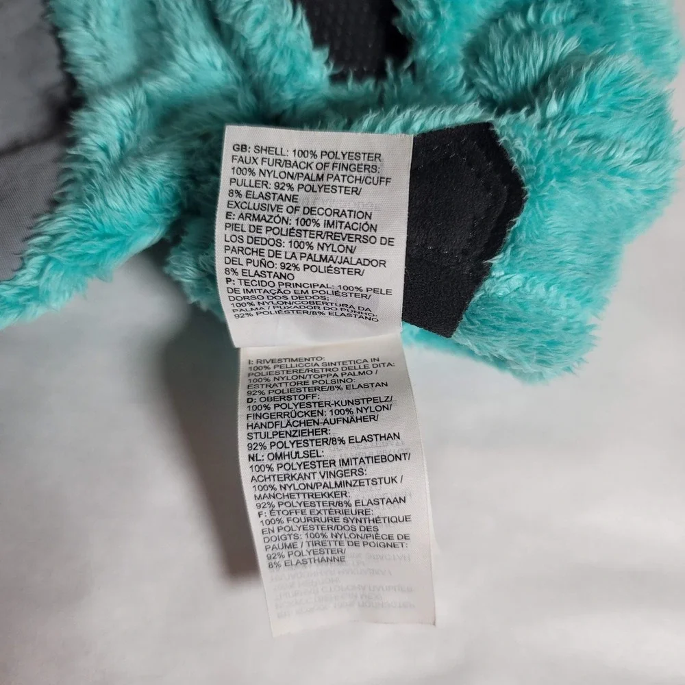 The North Face Gloves Girls Medium Teal‎ Fuzzy UR Powered Touchscreen Winter